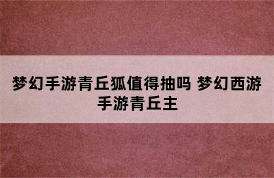 梦幻手游青丘狐值得抽吗 梦幻西游手游青丘主